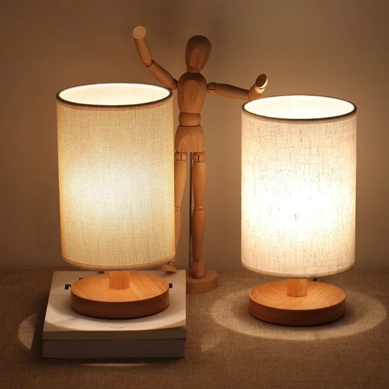 Nordic Wooden Night Table Lamp